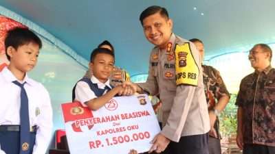 Polres Oku Gelar Kegiatan Penanaman Pohon, Bantuan Ketahanan Pangan Dan Pemberian Beasiswa Dalam Rangka HUT Bhayangkara Ke 78