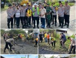 POLRES OKU BERSAMA STAKEHOLDER PERBAIKI JALAN BERLUBANG DAN KURVE JALAN GARUDA LINTAS SUMATERA, SIAPKAN ARUS MUDIK LEBARAN 1447 H